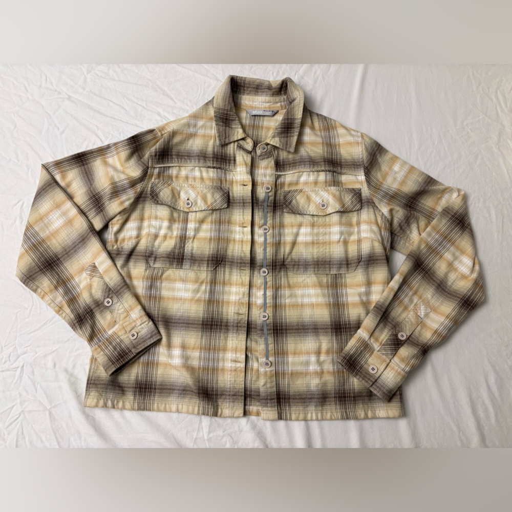 Stio Hiking Adventure Organic Cotton Plaid Flannel Shirt Jacket